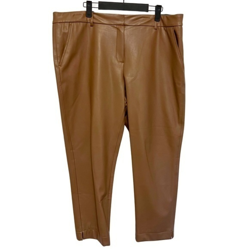 Melanie Lyne Tan Faux Leather Pants - Size 16